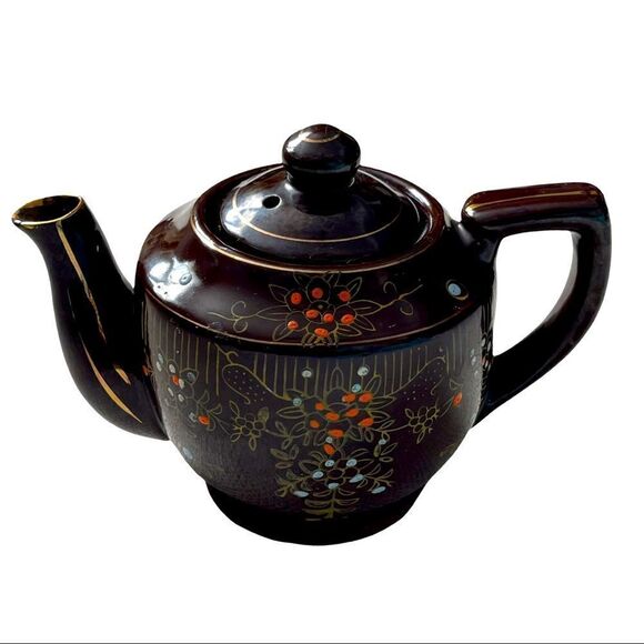 Japan 1940’s Vintage Moriage Brown Teapot Small - Picture 3 of 14